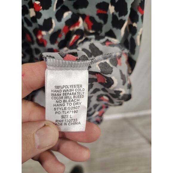 Women's Umgee Flowy Bell Sleeve Dress Size L Comfort High Low Office Casual - Picture 5 of 7